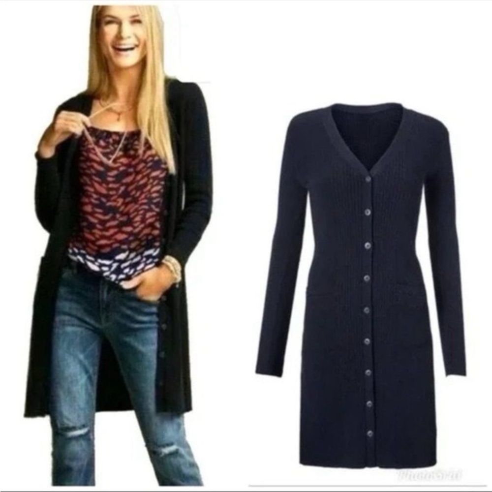 Cabi 5450 Black Knit Counsel Long Cardigan / Dress Size Small